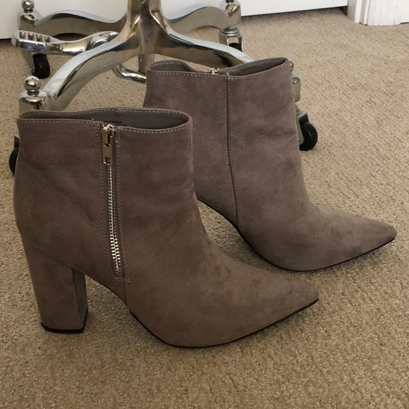 Forever 21 Shoes - Grey Faux Suede Ankle Boots